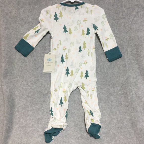 Cloud Island Baby Girl 3pk Sleep N Play 6-9m Footie Pajamas Zip-Up Pink Green - Picture 9 of 12